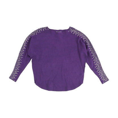 Purple Solid Pullover Sweater