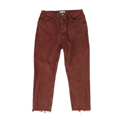 Rust Solid High Rise Regular Jeans