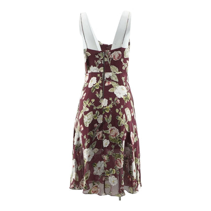 Maroon Floral Midi Dress