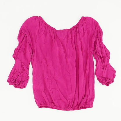 Magenta Solid 3/4 Sleeve Blouse