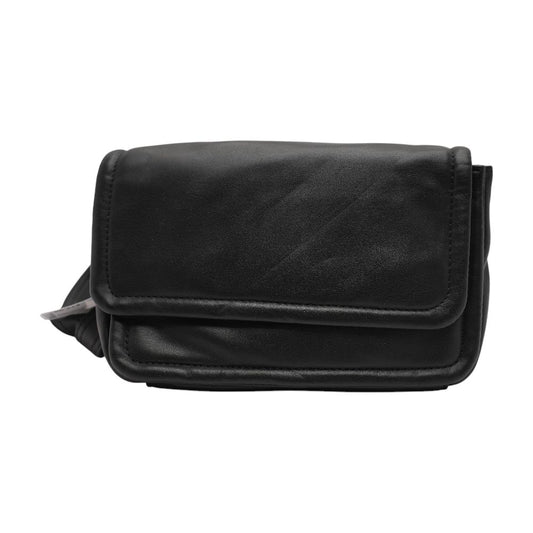 Black Faux Leather Shoulder Bag