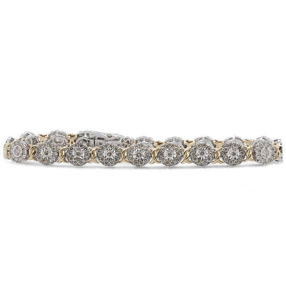 10K Two Tone Gold Illusion Set Diamonds With Halo Line Bracelet