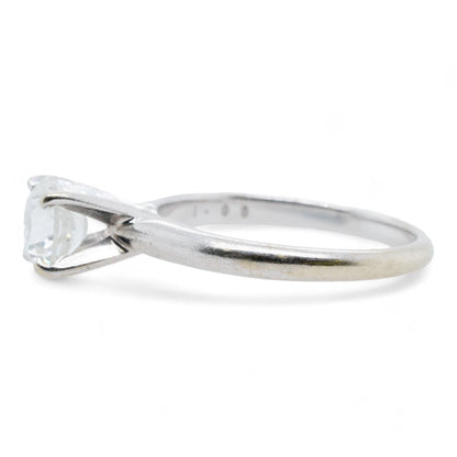 14K White Gold Four Prong Tiffany Style Ring with Round Diamond