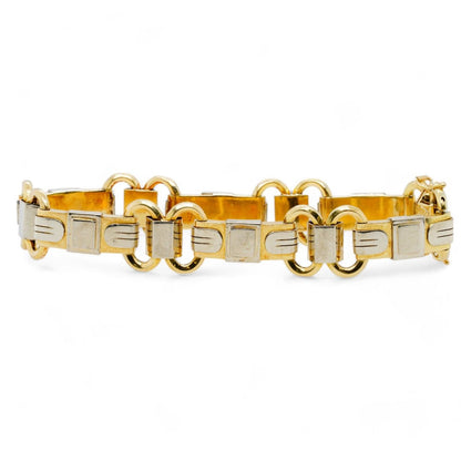 18K Two Tone Gold Fancy Horse Bit Link Bracelet