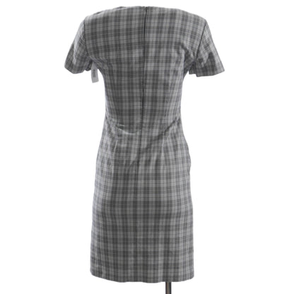 Gray Plaid Midi Dress