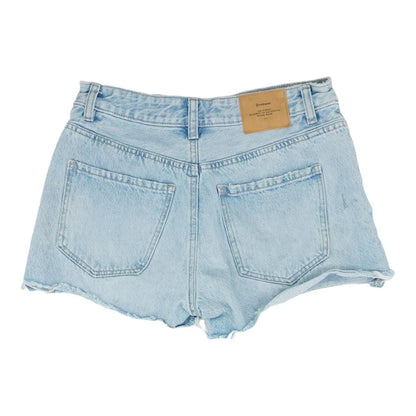 Blue Solid Denim Shorts