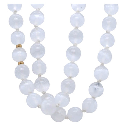 White Opaque Long Bead Strand Necklace