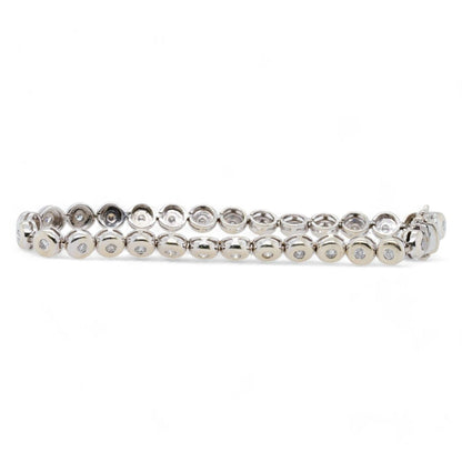 14K White Gold Bezel Bubble Set Diamond Line Bracelet