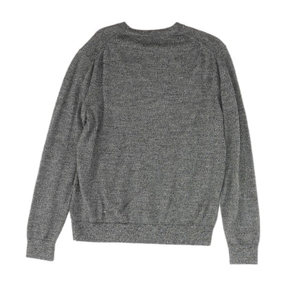 Gray Solid V-neck Sweater