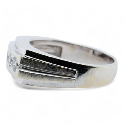 14K White Gold Four Round Diamond Band