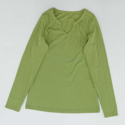 Green Solid Long Sleeve Blouse