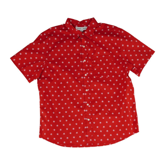 Red Graphic Short Sleeve Button Down