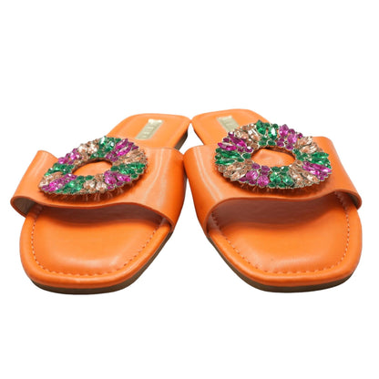 Orange Casual Slide Sandals