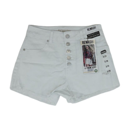 White Solid Denim Shorts