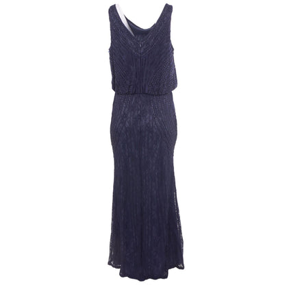 Navy Embellished Sleeveless Blouson Mermaid Gown