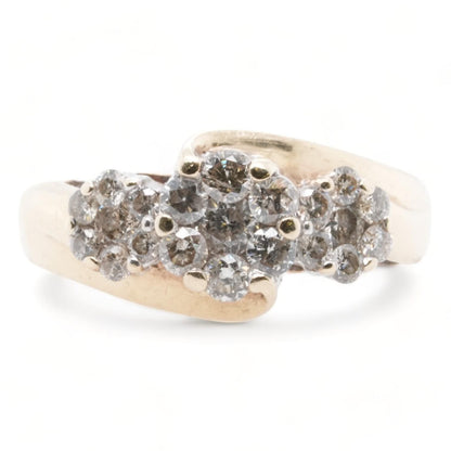 10K Gold Three Diamond Clusters Ring