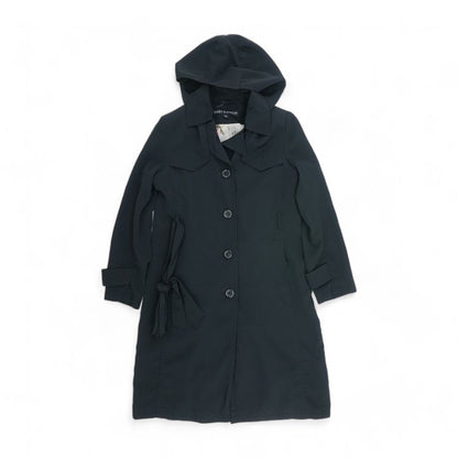 Black Solid Peacoat Coat