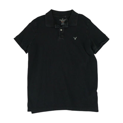 Black Solid Short Sleeve Polo