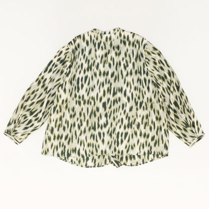 Green Animal Print Long Sleeve Blouse