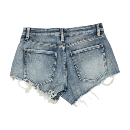 Blue Solid Denim Shorts