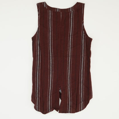 Maroon Striped Sleeveless Blouse