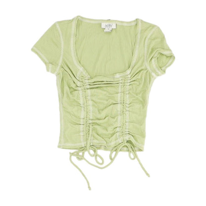 Green Solid Active Knit Top