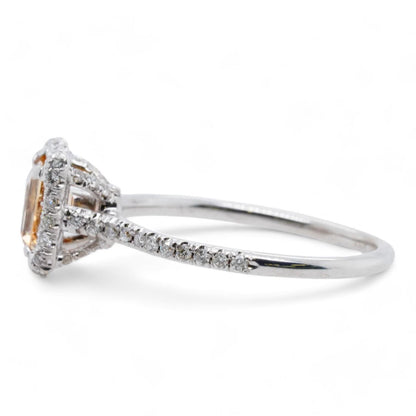 18K White Gold Emerald Cut Imperial Topaz Diamond Accent Cocktail Ring