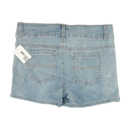 Blue Solid Denim Shorts