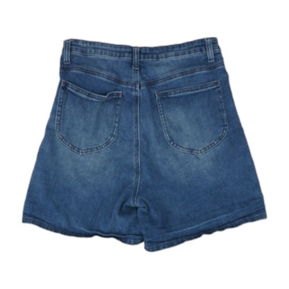 Blue Solid Denim Shorts