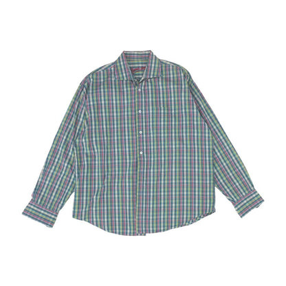 Blue Plaid Long Sleeve Button Down