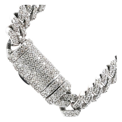 10K White Gold Diamond Pave Cuban Necklace