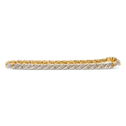 14K Two Tone Gold S Link Diamond Tennis Bracelet