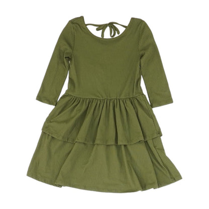 Green Solid Midi Dress