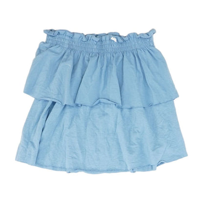 Blue Solid Mini Skirt