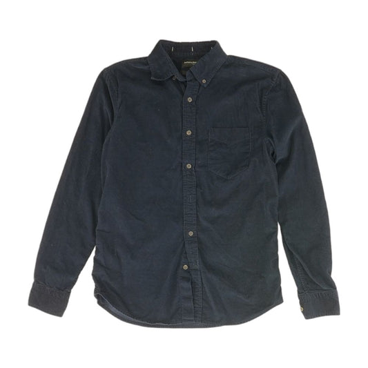 Blue Solid Long Sleeve Button Down