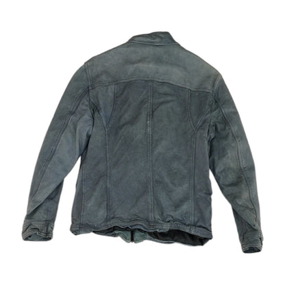 Gray Solid Faux Leather Jacket