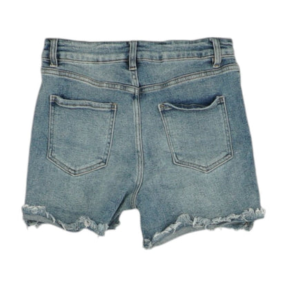 Blue Solid Denim Shorts