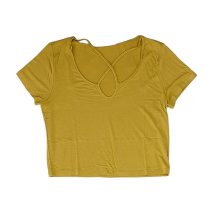 Gold Solid Cropped Knit Top