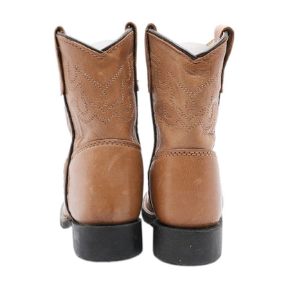 Showdown Round Toe Leather Toddler Western Boots