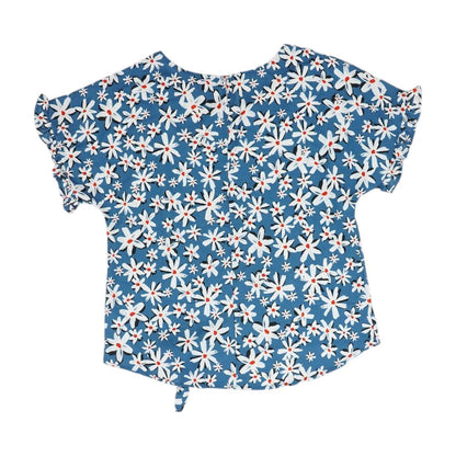 Blue Floral Short Sleeve Blouse