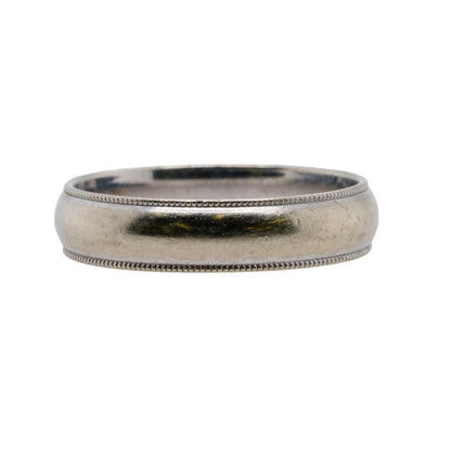 14K White Gold Comfort Fit Plain Band With Milgrain Edge