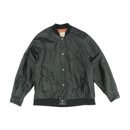 Black Solid Faux Leather Jacket