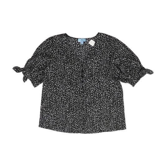 Black Graphic Short Sleeve Blouse