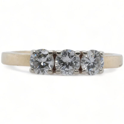 14K Gold Three Round Diamond Wedding Ring