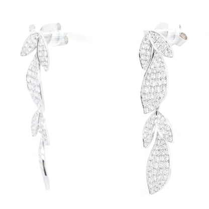 18K White Gold Pave Diamond Dangle Earrings