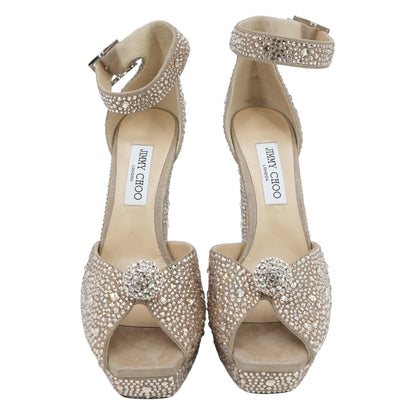 Honey Gold Socorie Crystal Embellished Platform Sandals