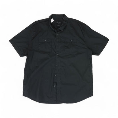 Black Solid Short Sleeve Button Down