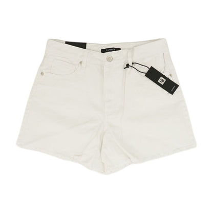 White Solid Denim Shorts