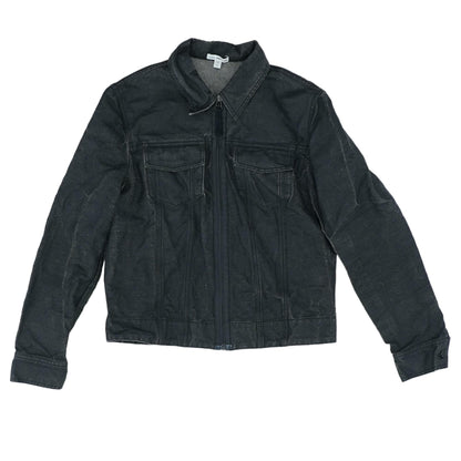 Black Solid Denim Jacket