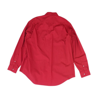 Red Solid Long Sleeve Button Down